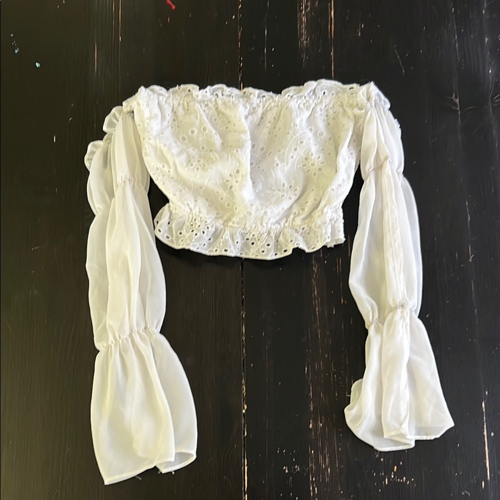White Eyelet Off-Shoulder Top